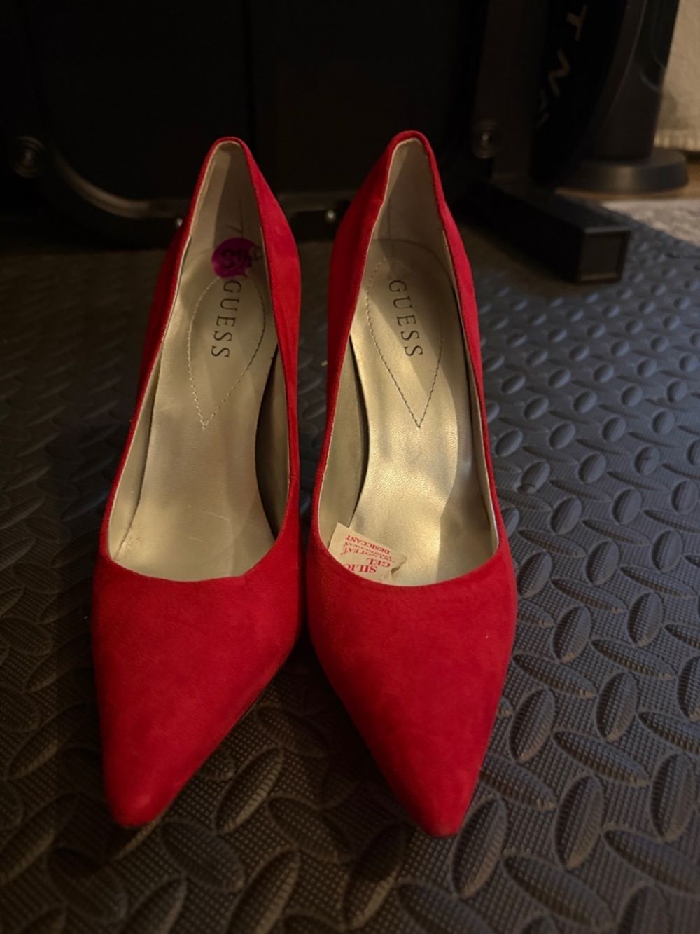 GUESS Red Suede Pointed Toe Pumps